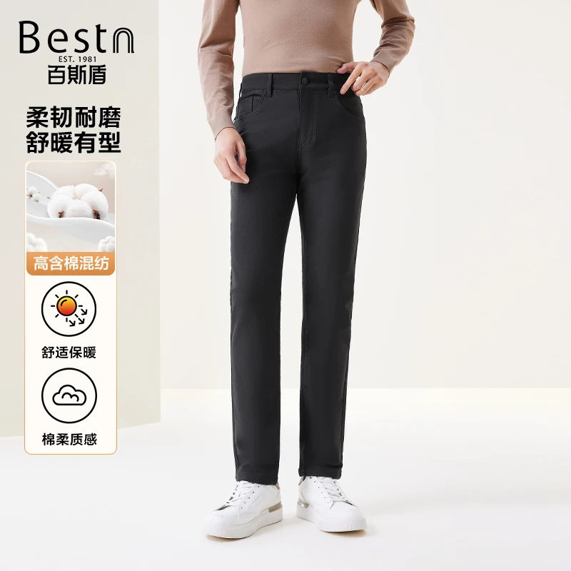 百斯盾秋冬男士直筒休闲裤修身耐磨质感百搭长裤商务风轻暖
