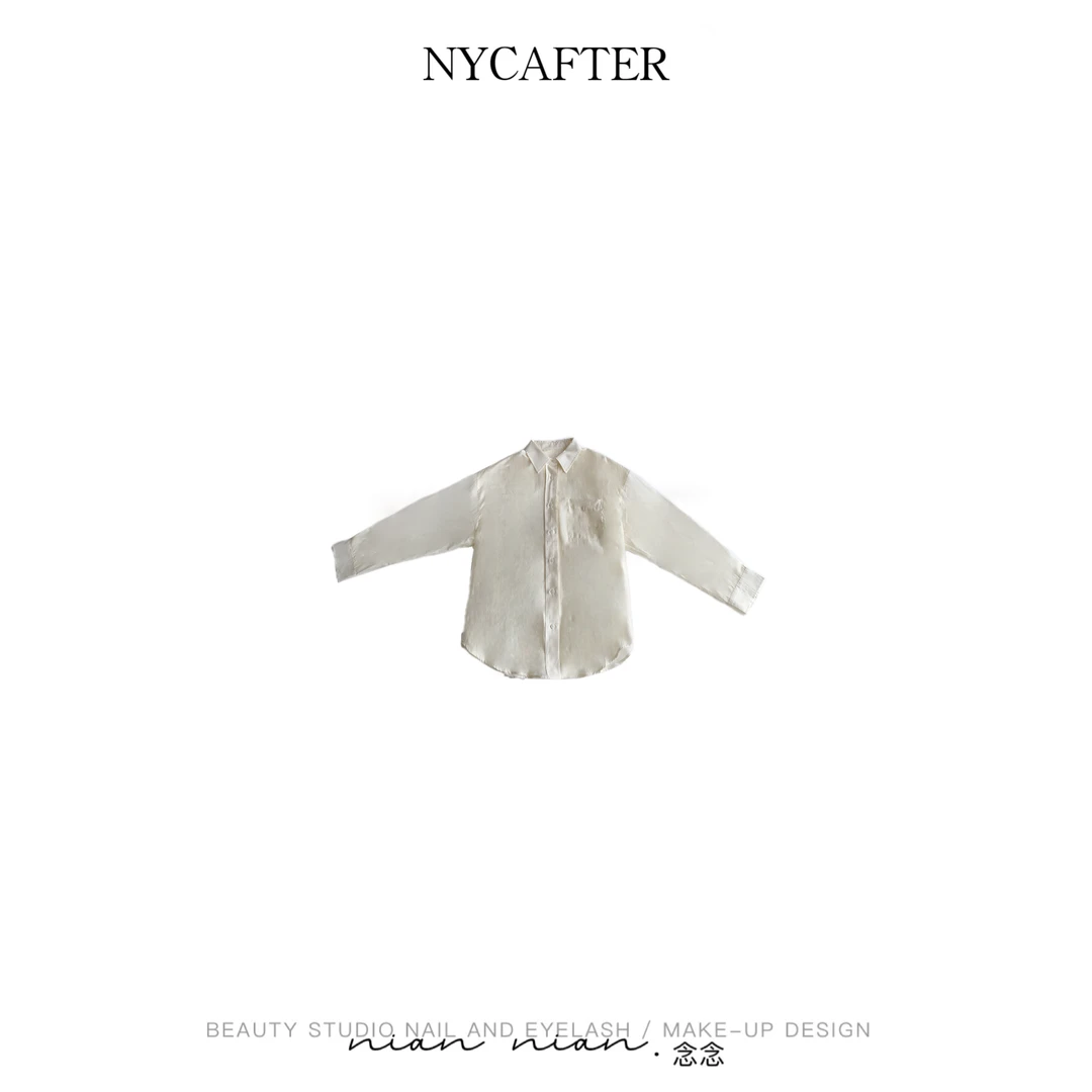 【新店】[莱赛尔]新款杏白色衬衫气质宽松轻薄衬衣长袖MY468