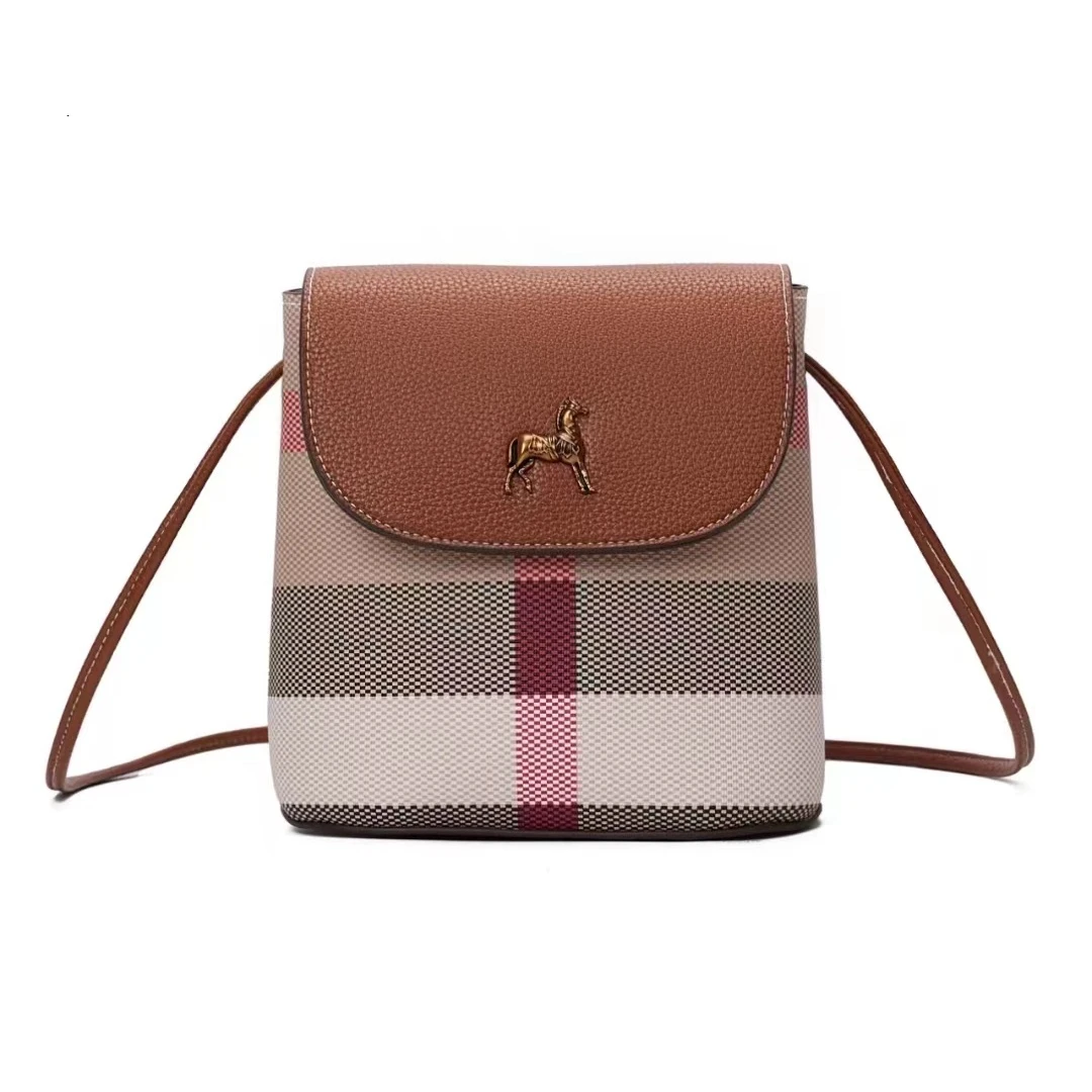 （长18宽10高19）单肩格子水桶包时尚百搭