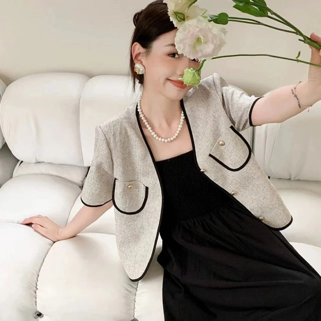 【现】简美#9978设计感复古气质百搭小香风洋气小开衫上衣