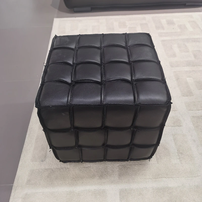 魔方凳全头层皮真皮客厅脚踏鞋凳换鞋凳妆台BB凳家用简约创意轻奢