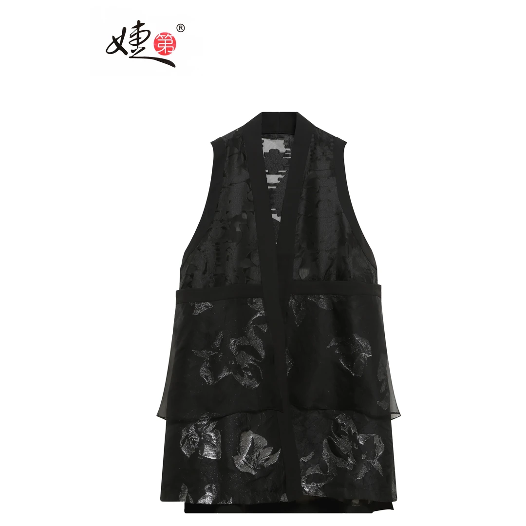 朱总服饰YL2022黑色亮花马夹239