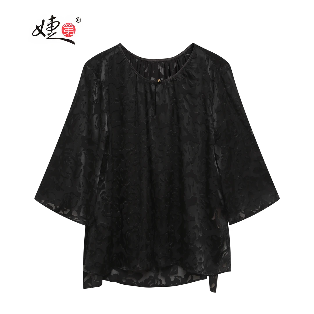 朱总服饰2023052烧花工艺上衣