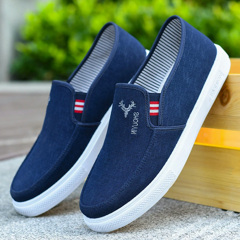 正宗老北京布鞋男款高档男士布鞋休闲帆布鞋男懒人一脚蹬鞋子男鞋