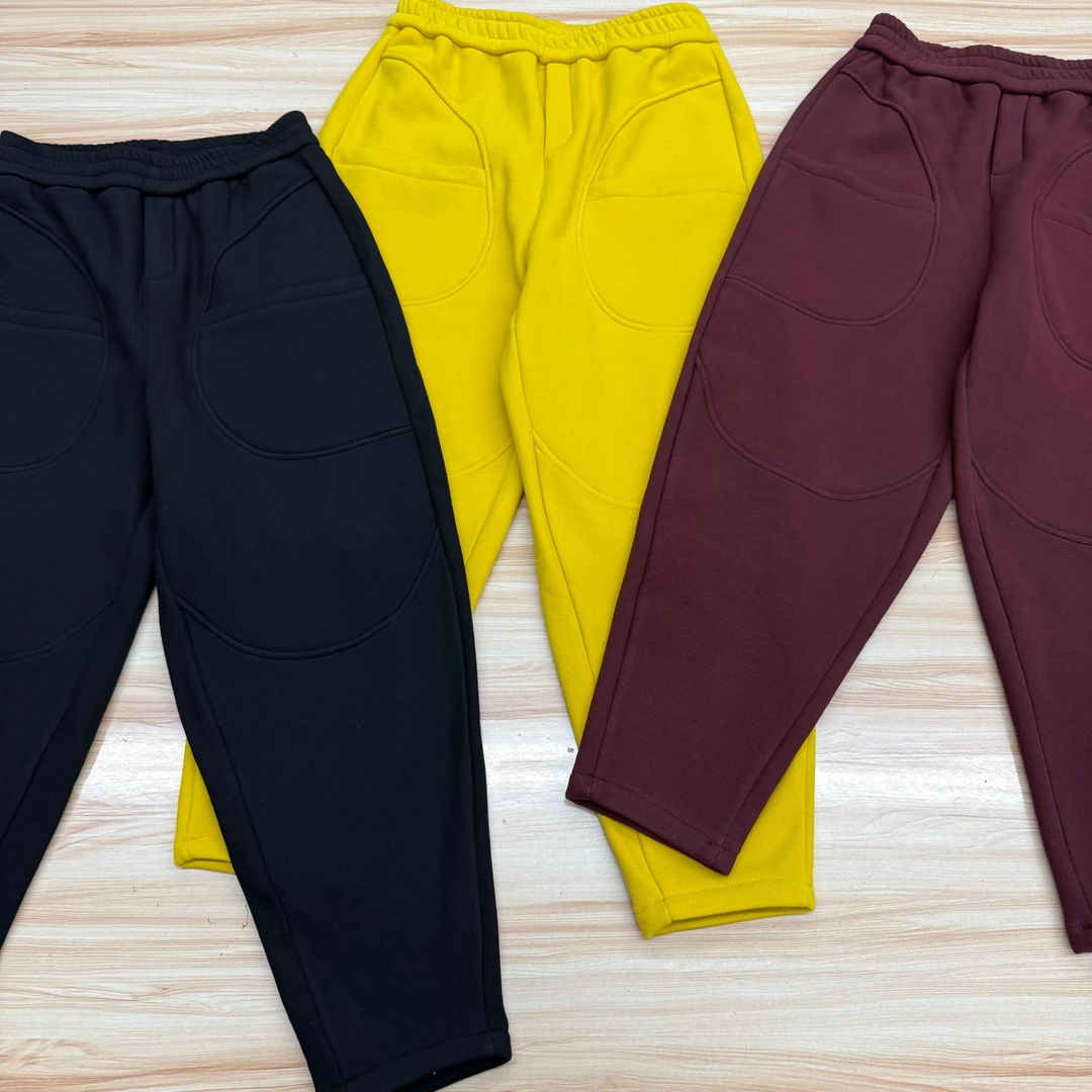 66329#双口袋休闲加绒韩版裤