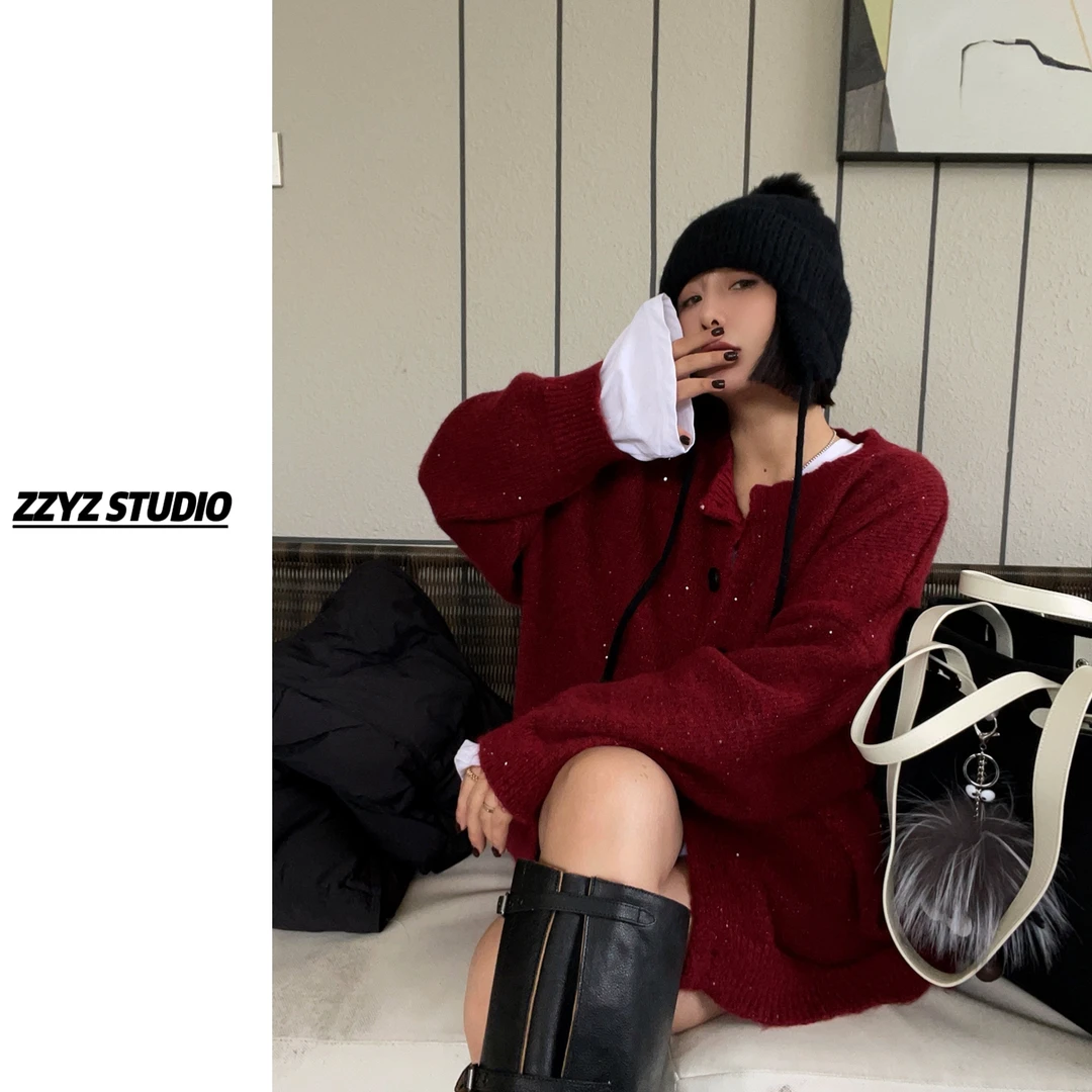 “巴卡拉的光影”星空亮片简约针织开衫+显瘦短裤套装设计感两件套