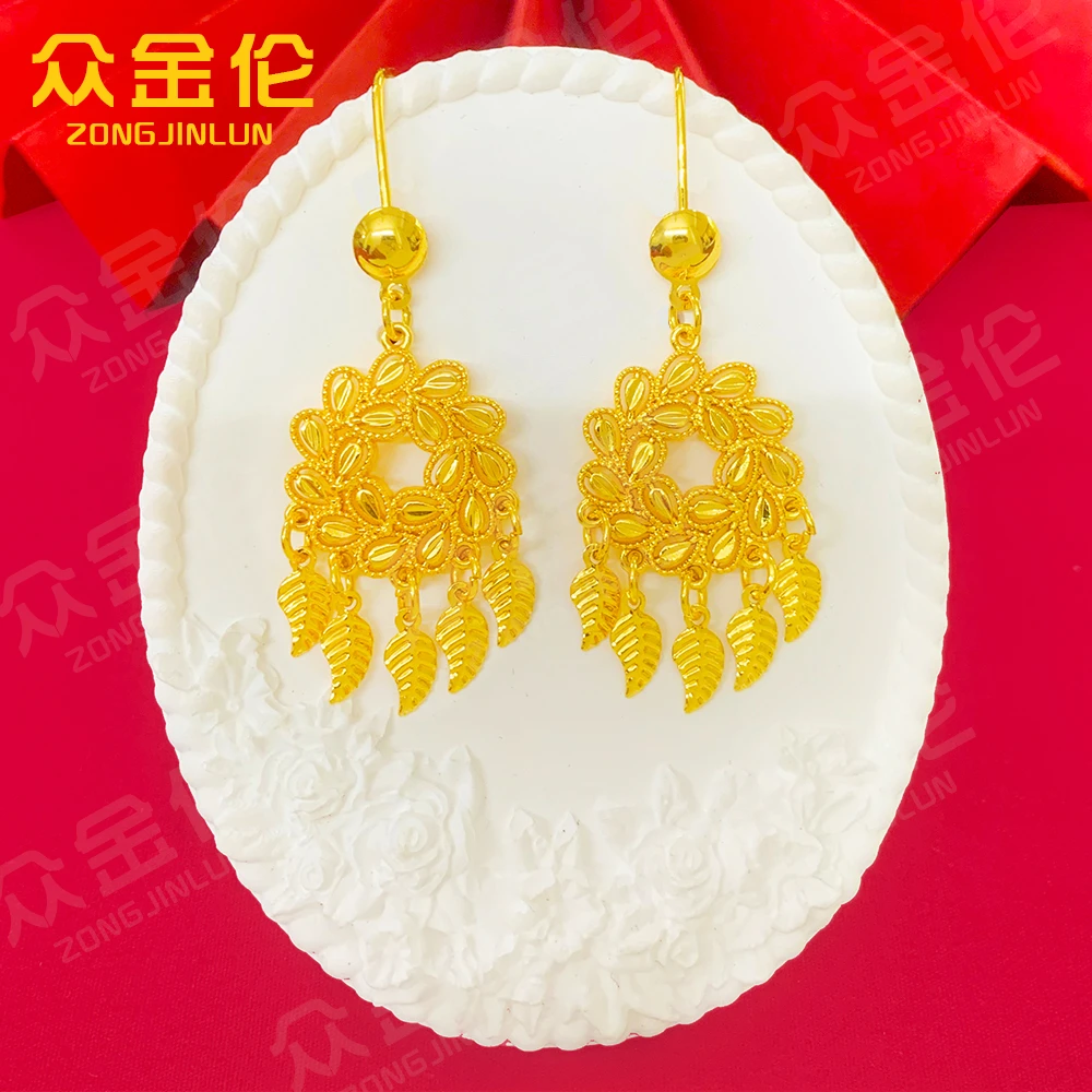 众金伦 铜合金耳饰 轻奢气质款【繁花树叶流苏耳钩】