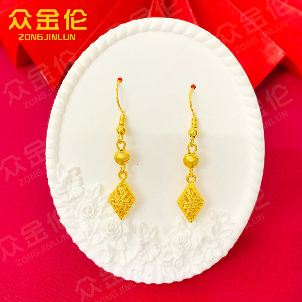 众金伦 铜合金耳饰 精美百搭款【猫眼镂空菱形耳钩】
