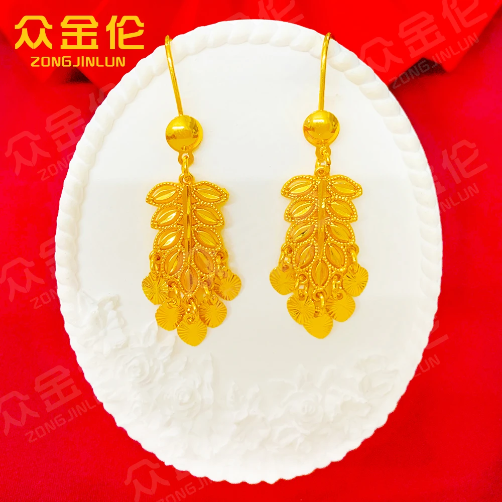 众金伦 铜合金耳饰 轻奢气质款【繁花树叶耳钩】