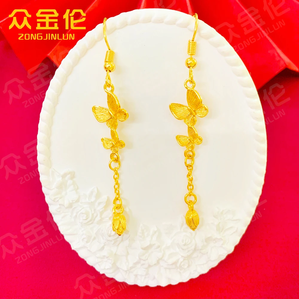 众金伦 铜合金耳饰 优雅气质款【蝶舞流苏耳钩】