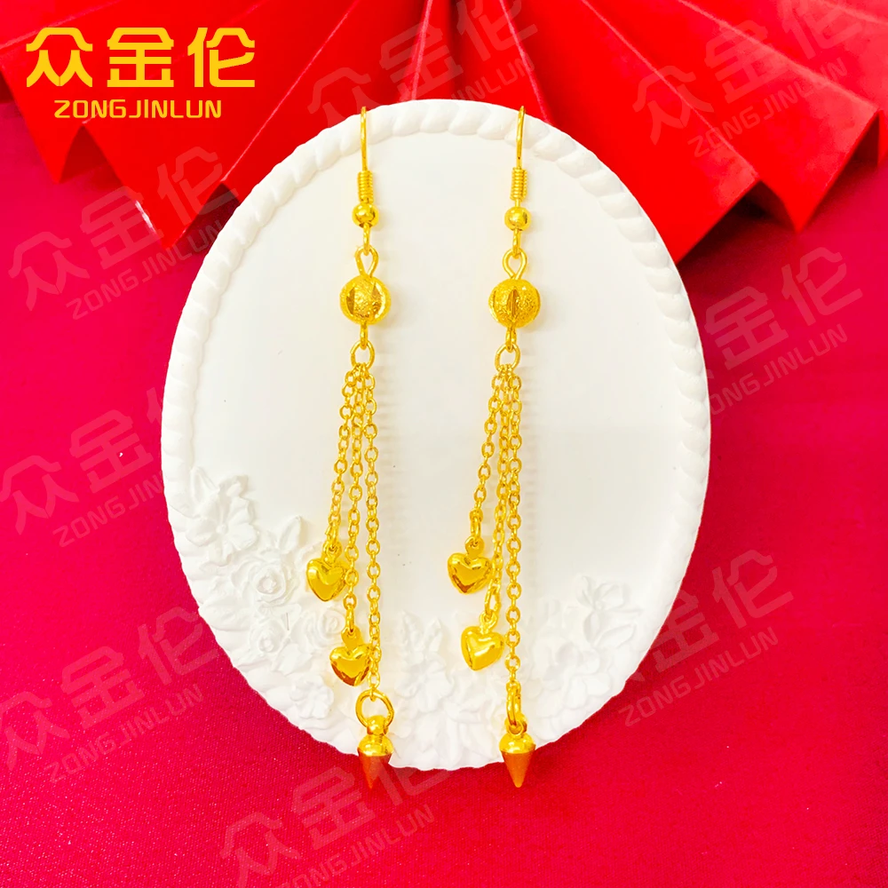 铜合金耳饰 气质时尚款【爱心锥形流苏耳钩】