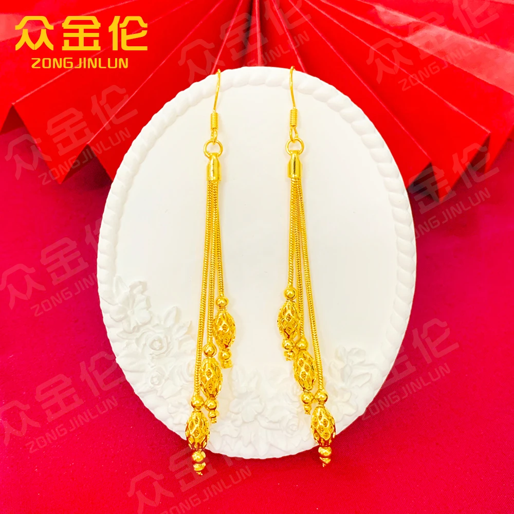 众金伦 铜合金耳饰 精美优雅款【三生流苏转运珠耳钩】