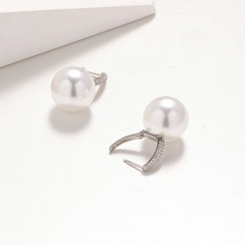 非金属仿珍珠耳饰 耳扣 S925银扣头   高级感时尚优雅轻奢简约