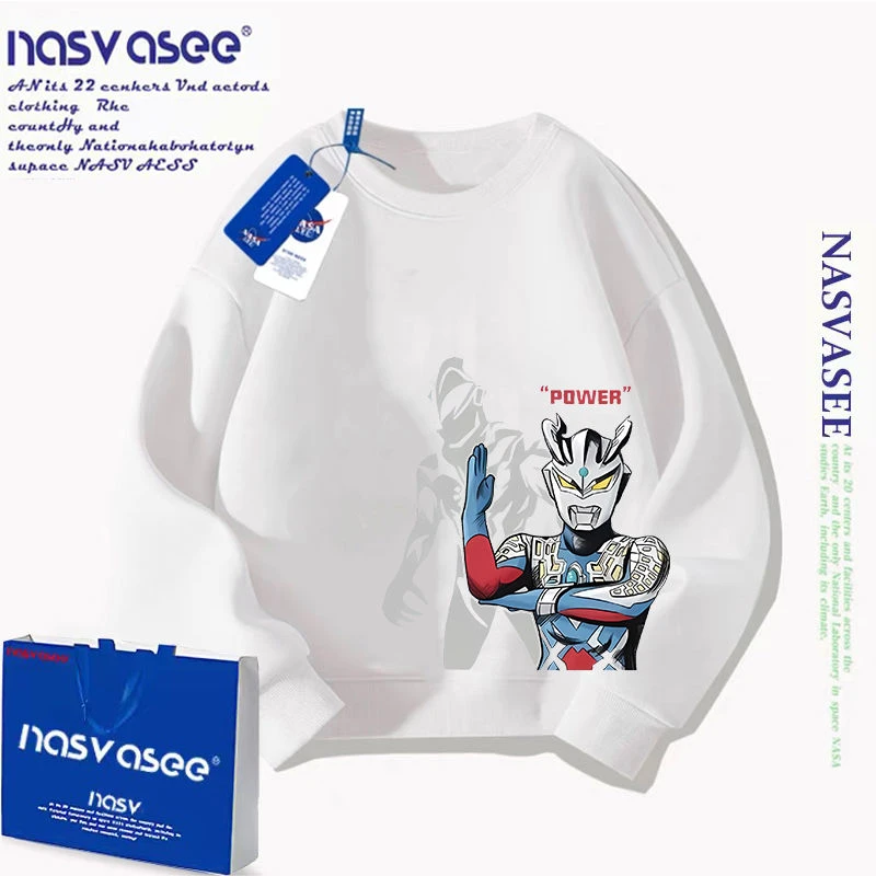 NASVASEE儿童圆领卫衣卡通赛罗奥特曼秋冬季毛圈男女中大童长袖