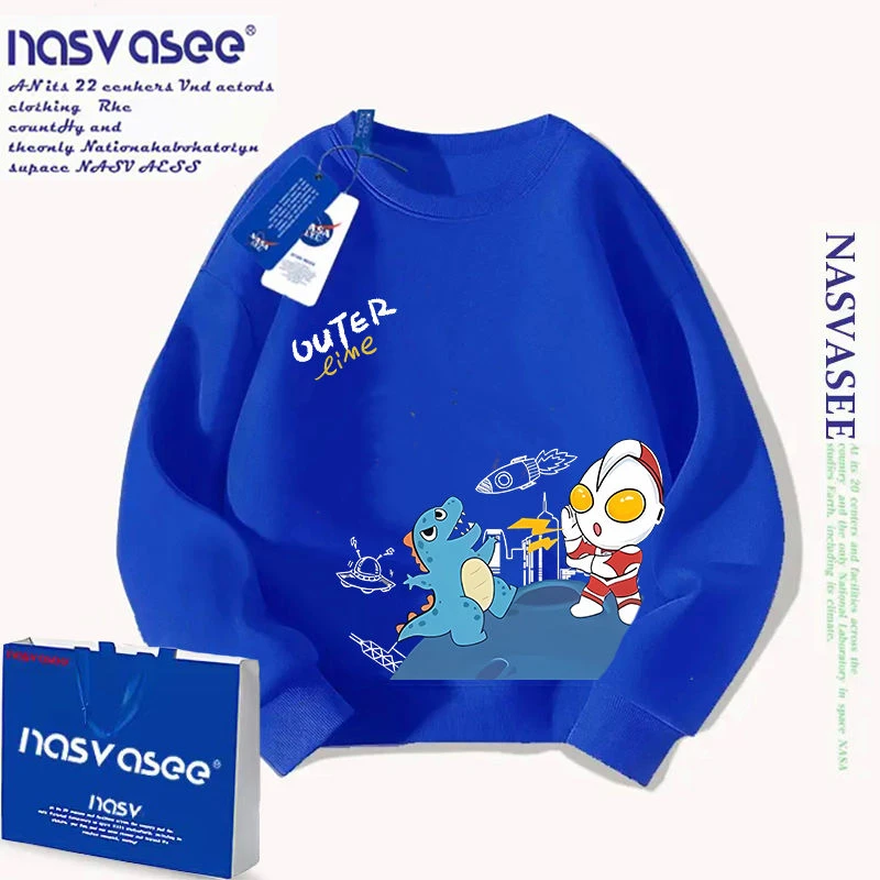 NASVASEE儿童圆领卫衣卡通奥特小曼洋气秋冬季毛圈男女中大童外套