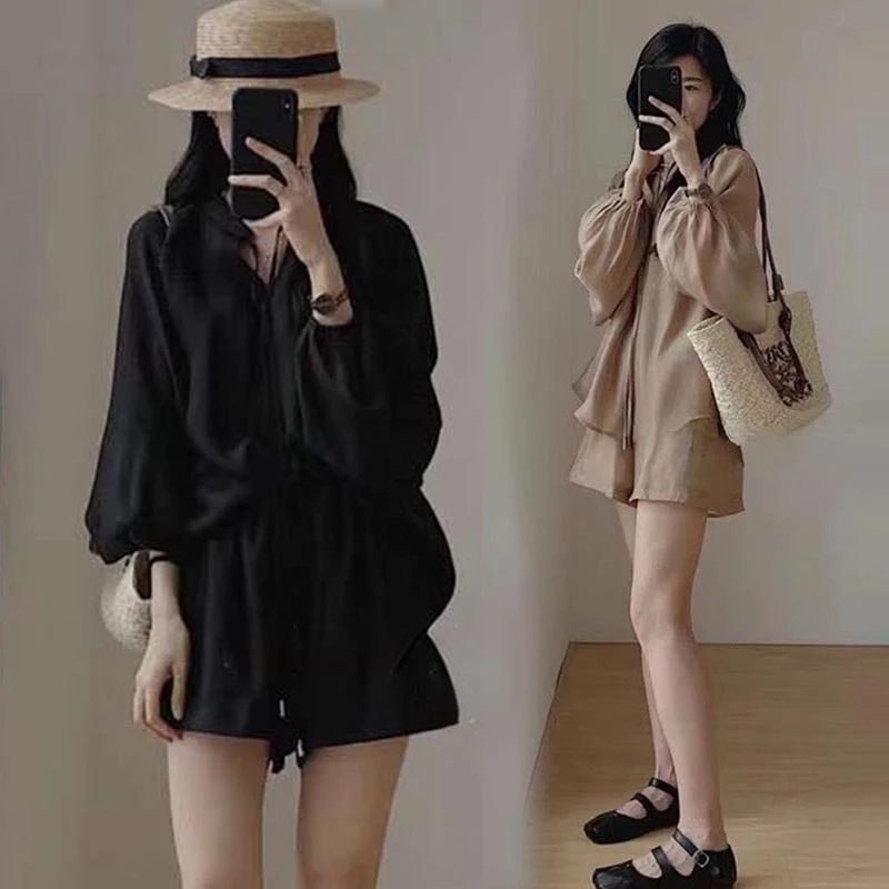 大码女装小香风防晒套装夏季新款洋气宽松显瘦休闲上衣短裤两件套