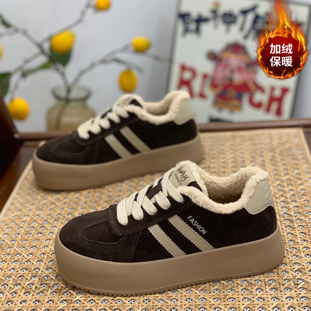高级感复古德训鞋女2025冬季新款加绒保暖显瘦阿甘鞋运动休闲棉鞋