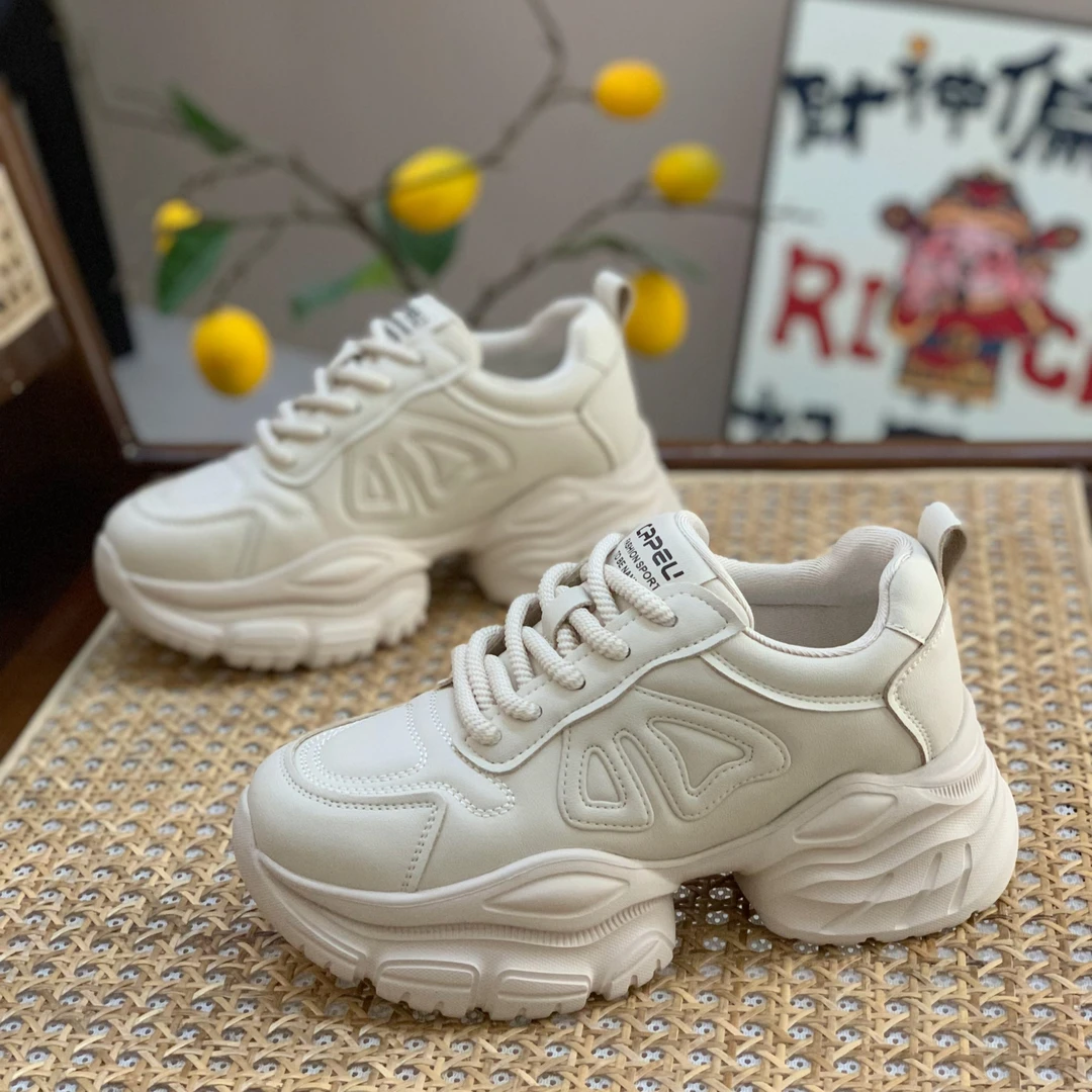 增高6cm小个子真皮老爹鞋女2025秋季新款百搭轻便炸街休闲运动鞋