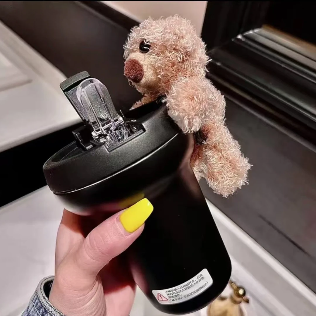 熊本士BEARBENS陶瓷内胆手环咖啡杯女高颜值吸管水杯随行保温杯