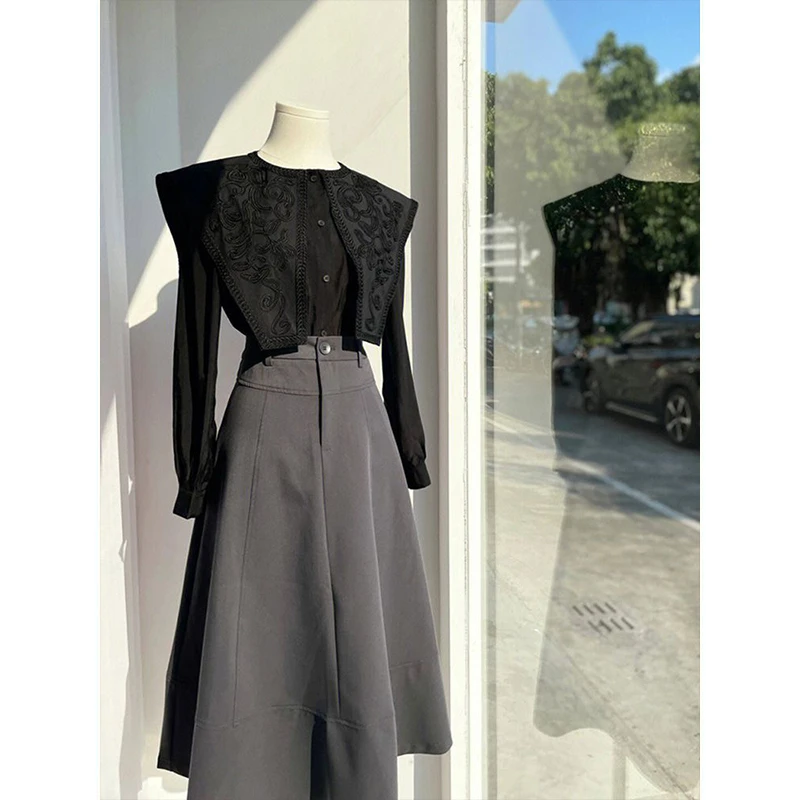 【品质专属】春季大码女装2025新款高级感显瘦气质衬衫半身裙两件套