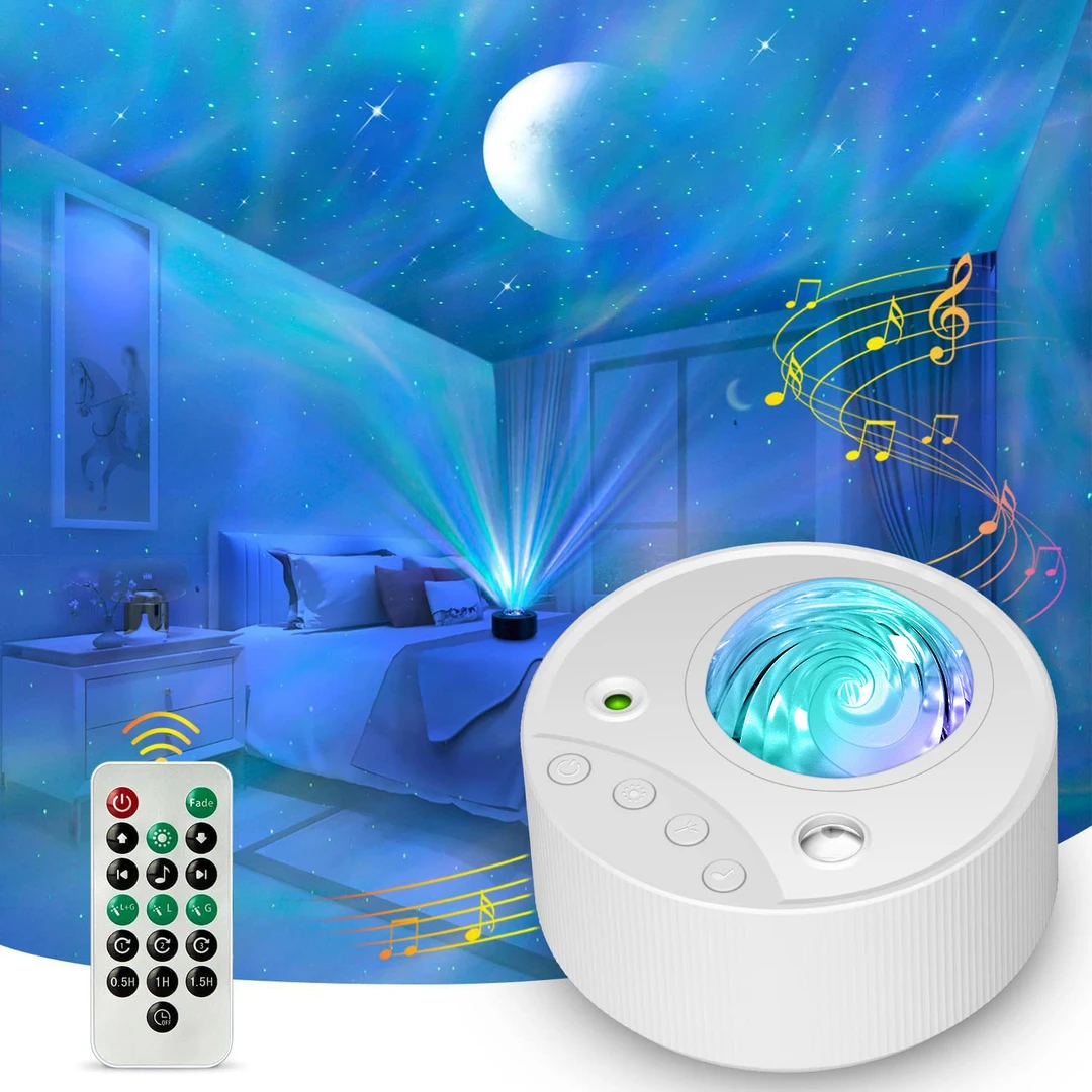 家用北极光蓝牙儿童旋转夜灯房间星星灯情侣酒吧创意