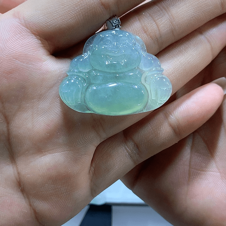 翡翠颈饰18K金镶嵌天然翡翠A货吊坠