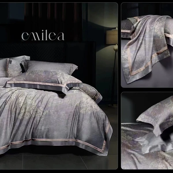 B5119数码印花馨芙绒床单醉夢仟年紫灰245*250四季简约设计师
