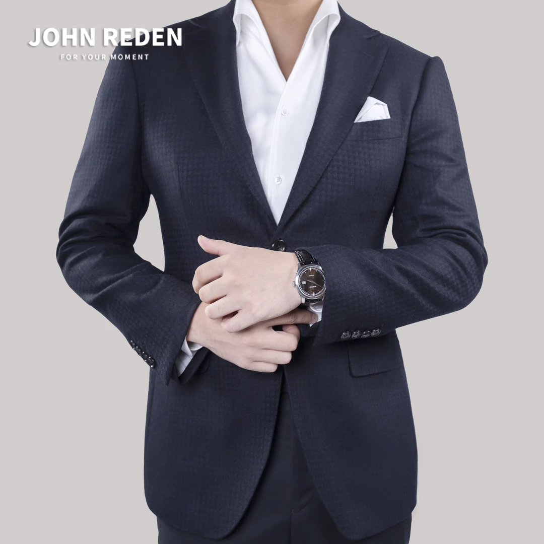 【澳洲质感全羊毛】春季新款维亚尼藏蓝维希格西服休闲男西装外套