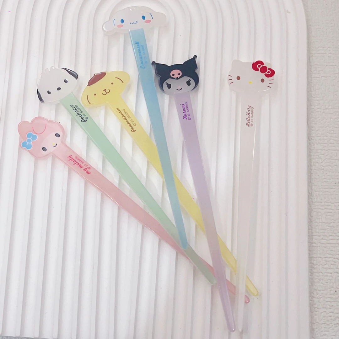 三丽鸥发簪子卡通可爱旗袍配饰萌脸亚克力发饰盘发糖果色发钗子Z