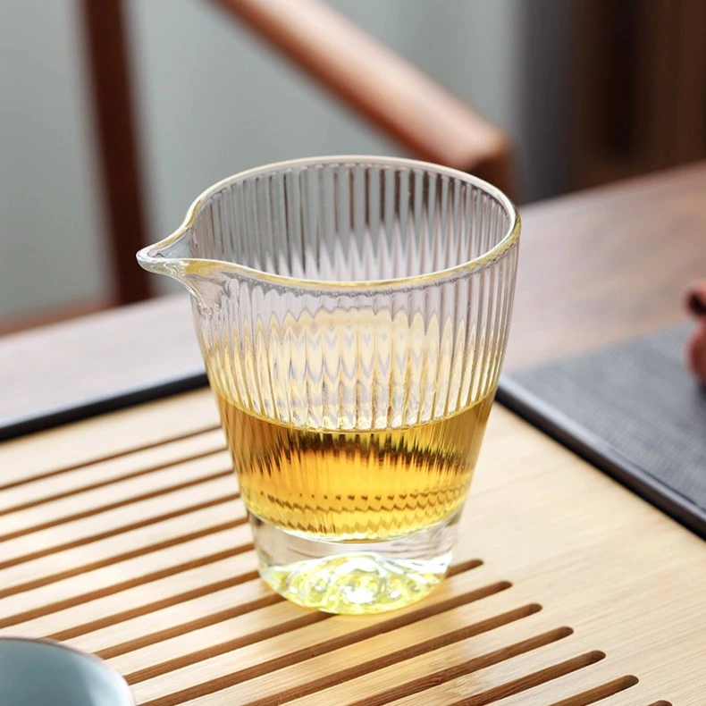 加厚耐热玻璃富士山透明公杯ml匀杯锤纹线纹公道杯花茶茶海分茶器
