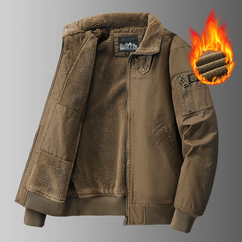 新款秋冬季加绒加厚款夹克外套男士中青年纯棉男装棉衣9810