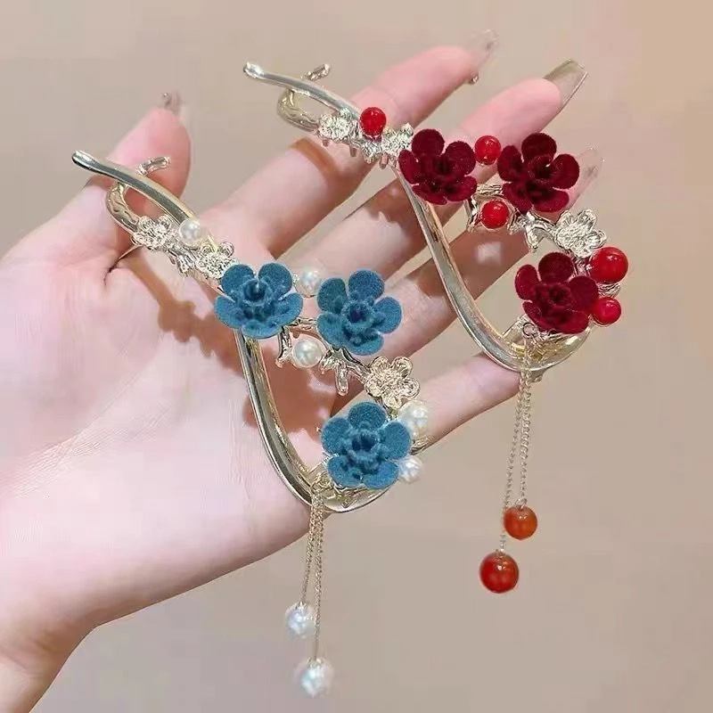 古风抓夹花卡头饰一字夹盘发神器发夹2022新款高端发卡女夏扭扭夹