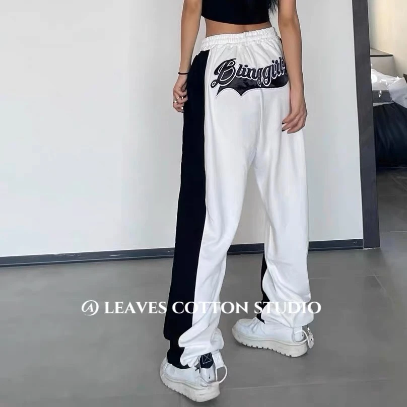 秋季新款男女童甜辣嘻哈爵士舞阔腿裤中大童潮酷街舞宽松束脚裤子