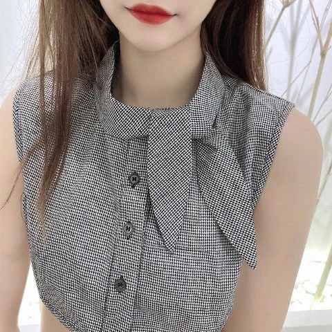 韩版立领假领子女百搭假领格子灰春秋冬褶领系毛衣衬衫多功能假领