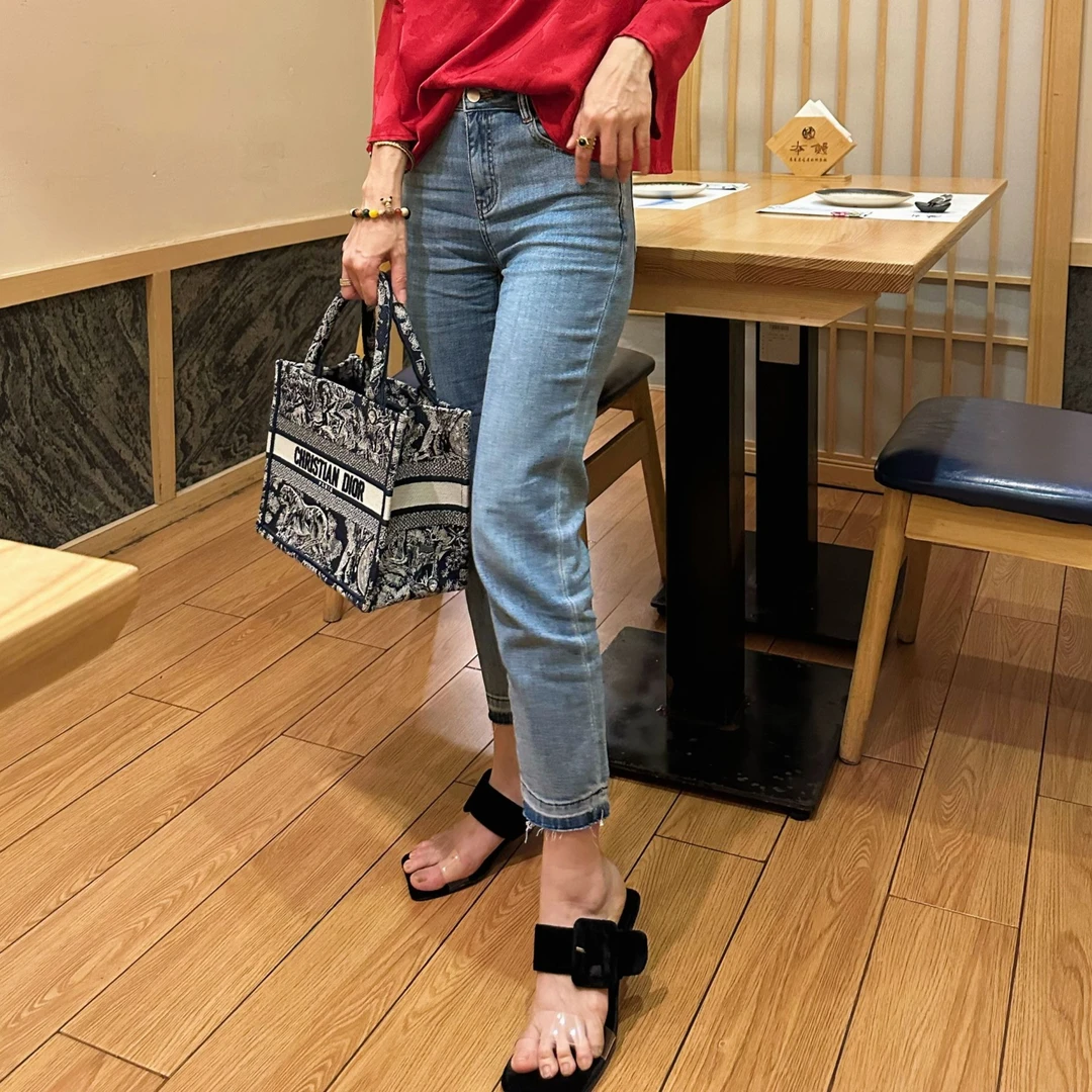 Q-拆解毛边直筒九分裤牛仔裤显瘦气质时尚百搭复古休闲-D8066