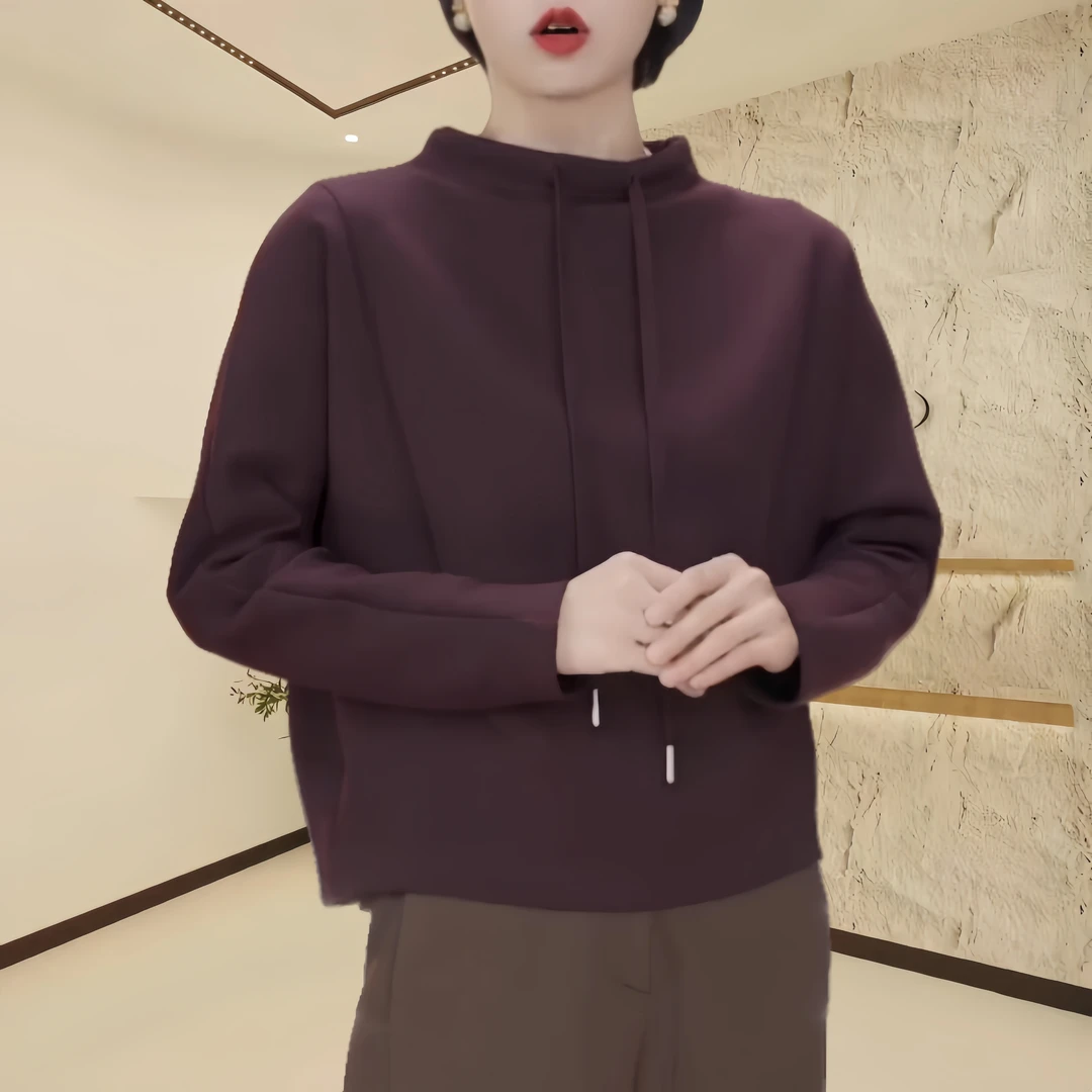 时尚复古减龄高级感抽绳卫衣女2024秋冬新款休闲洋气通勤百搭长袖
