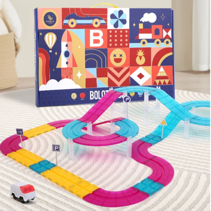 菠萝树 炫彩磁力轨道 男女孩磁力玩具