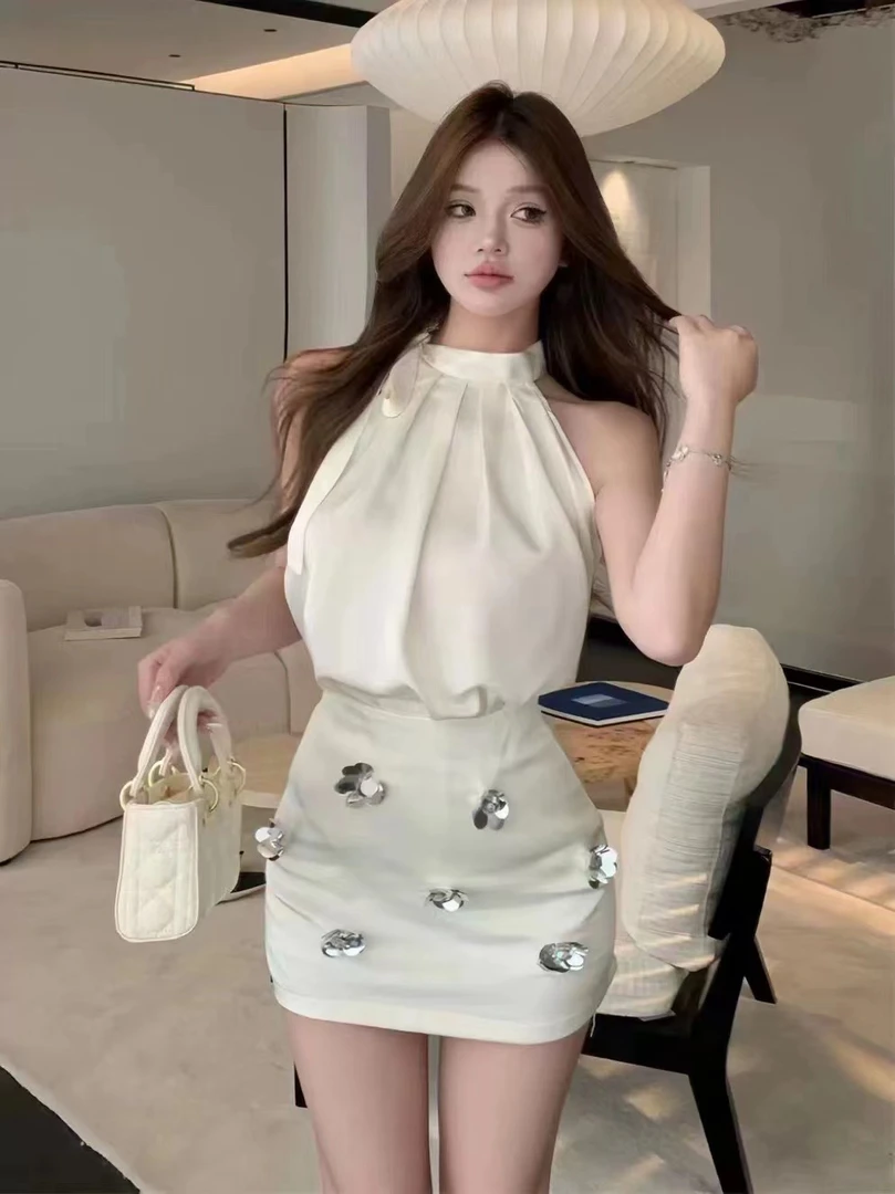 纯欲辣妹夏季新款小众上衣连衣裙套装女装