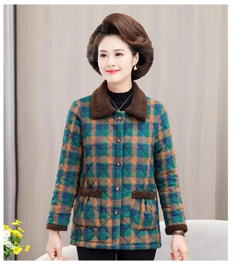 【COCO】冬季中老年女装洋气棉服加绒加厚妈妈冬装棉衣外套保暖碎花
