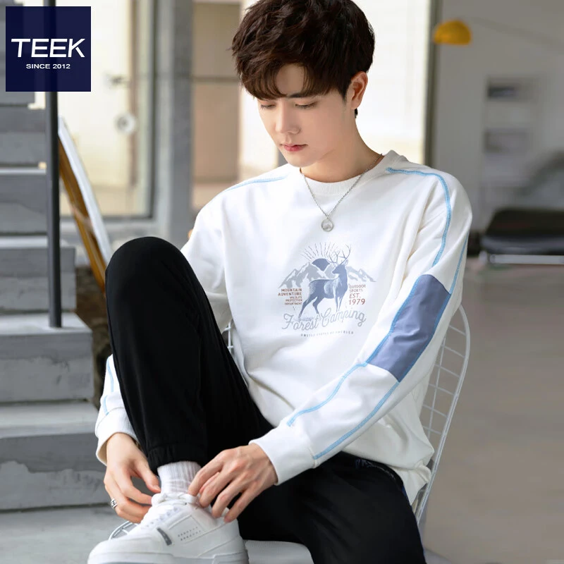 男士纯棉卫衣男款爆款2025新款上衣休闲圆领秋冬季男装加绒套头衫