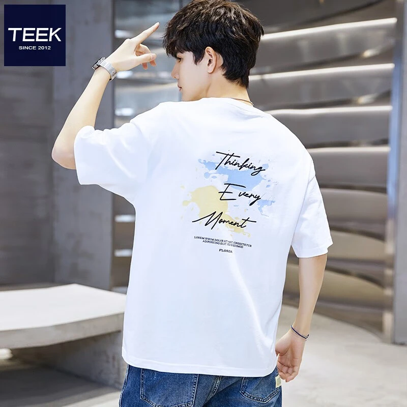 TEEK宽松潮流短袖t恤男生纯棉上衣夏季时尚男款男装半袖学生衣服