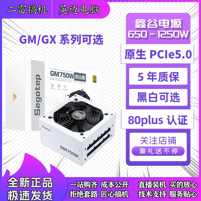 白色设计鑫谷GM650W/750W/850W /全模组/台式机 电脑主机箱电源
