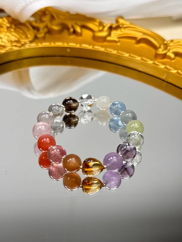 彩虹多巴胺多宝设计款手串  默认微瑕 发货多样性