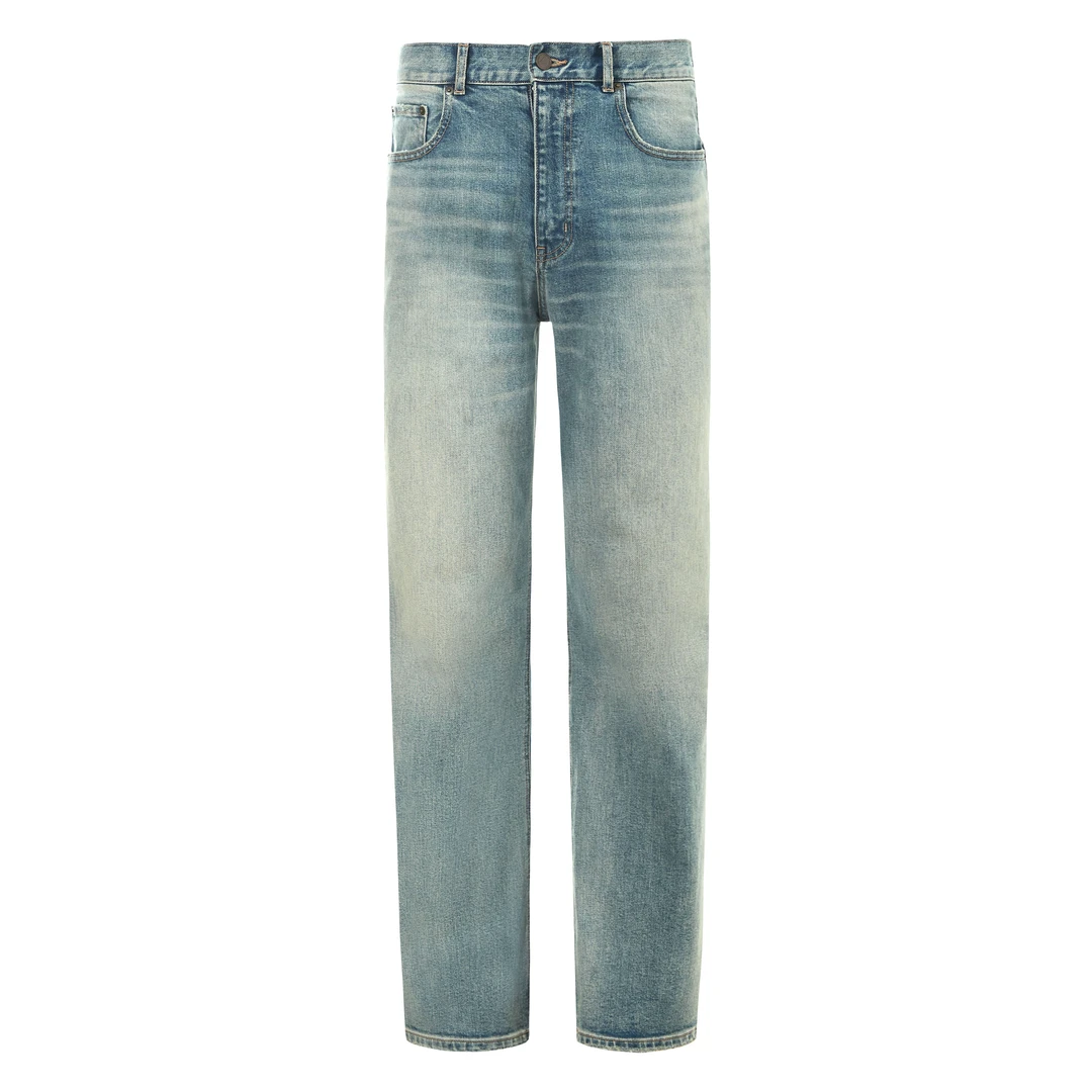 【ApexLongZe】四季·FW同款冰蓝水洗微宽松蓝色牛仔裤直筒微喇裤