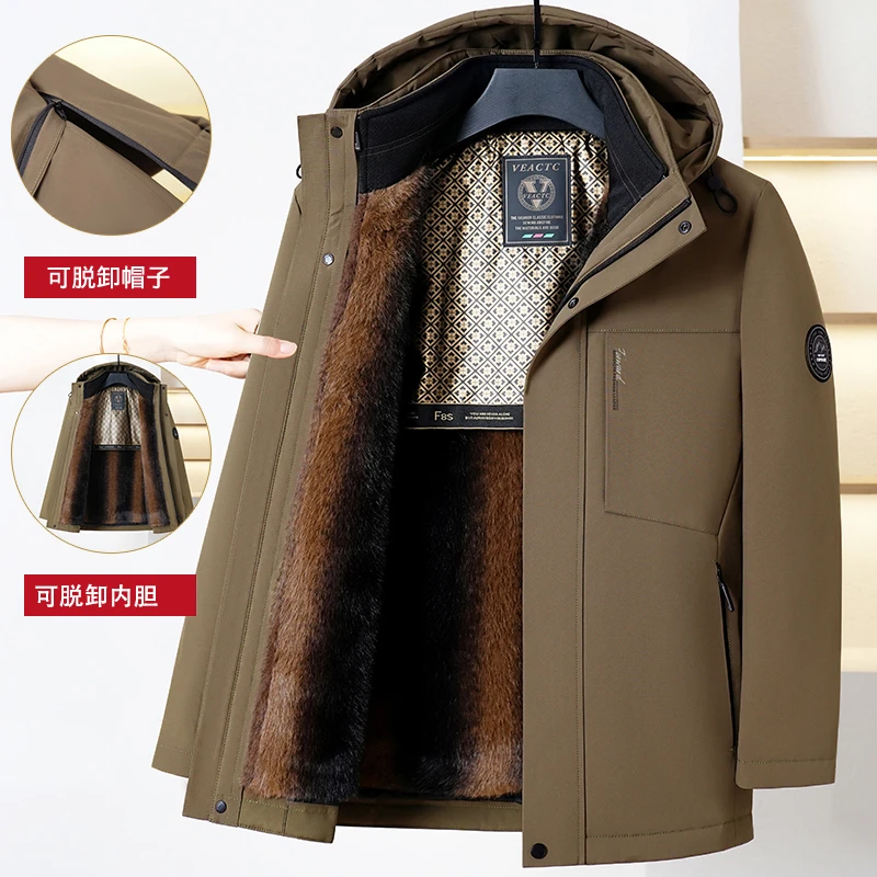 【户外极寒拆卸款】冬装外套加绒加厚保暖中老年三合一男士棉衣2498