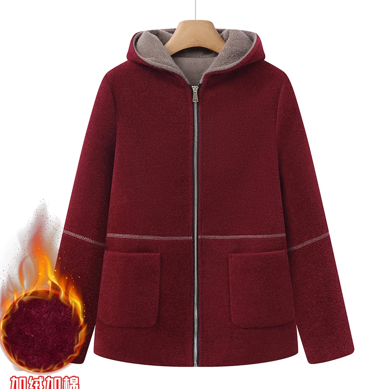 妈妈装厚外套仿水貂绒冬季新款棉衣时尚中老年气质女装洋气冬