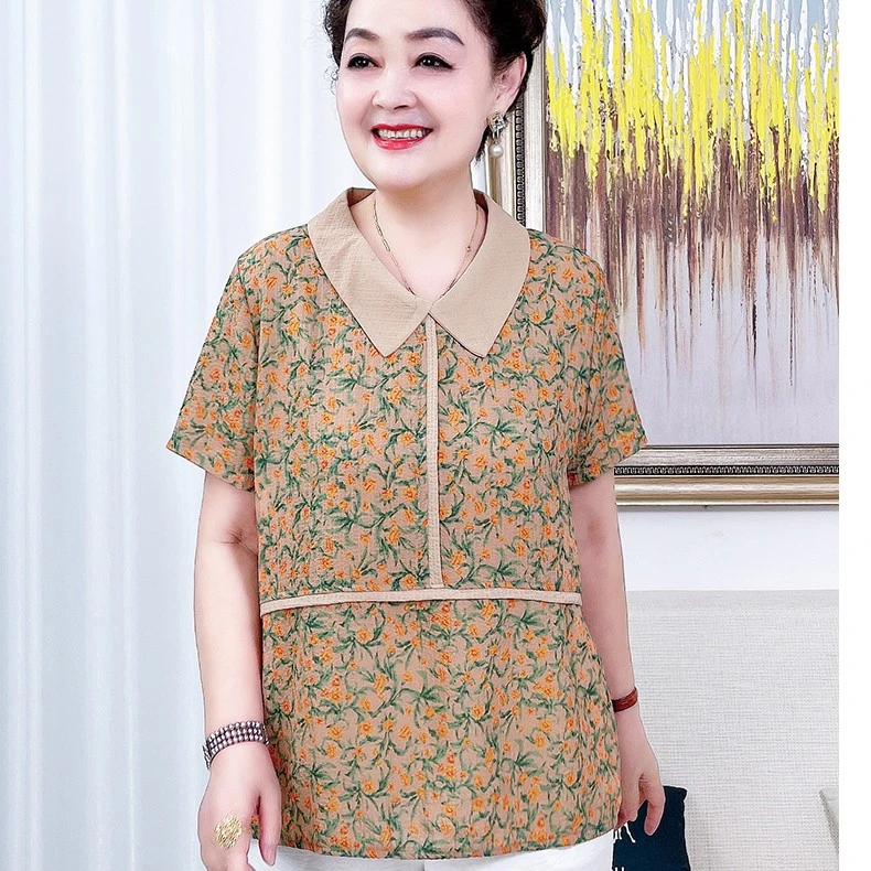 妈妈夏装减龄T恤洋气小衫中老年女装上衣服新款