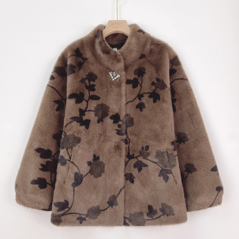 贵太太外套时尚妈妈冬装新款加厚皮毛一体上衣气质水貂绒衣服