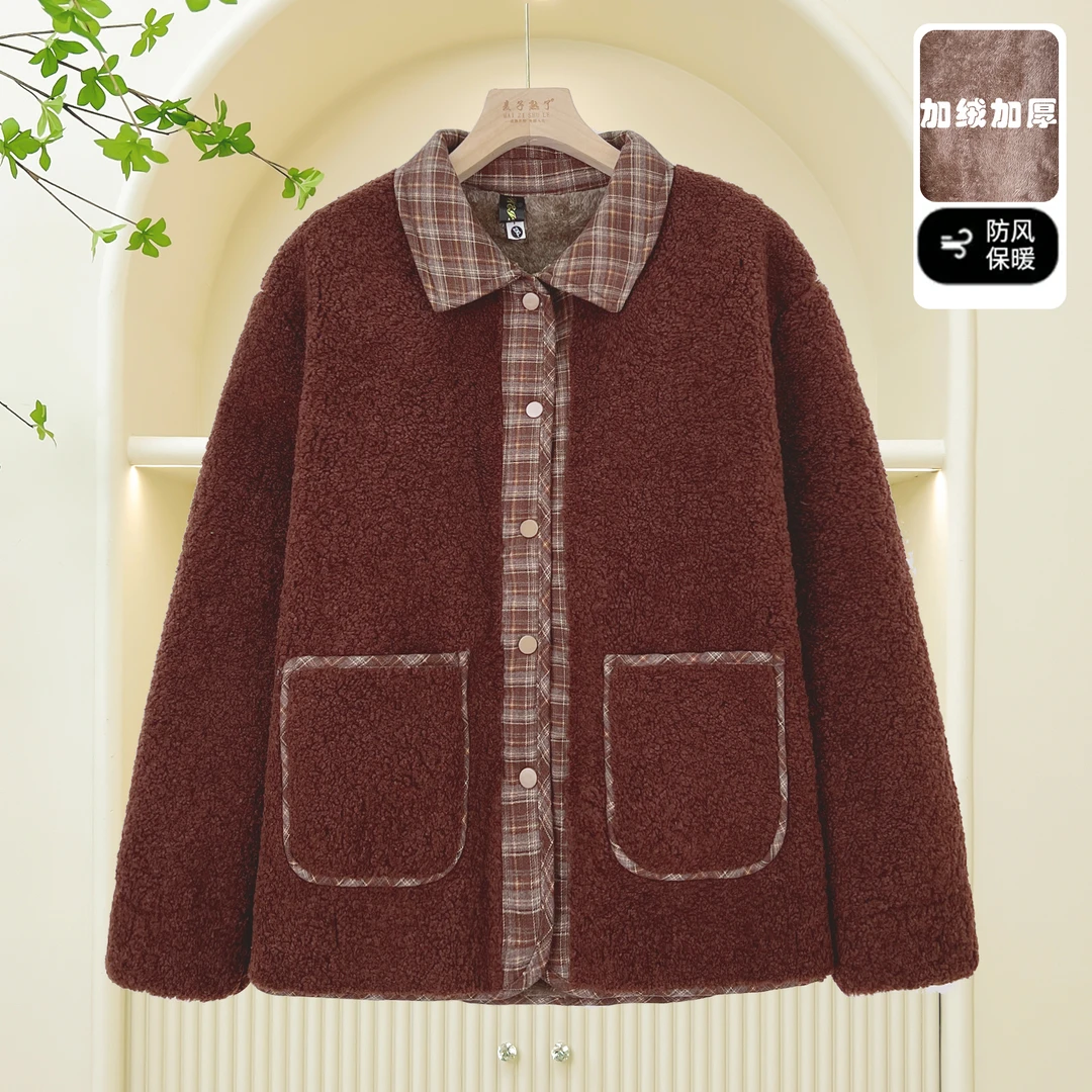 中年妈妈装秋冬新款时尚厚外套加绒棉服中老年洋气女装保暖冬