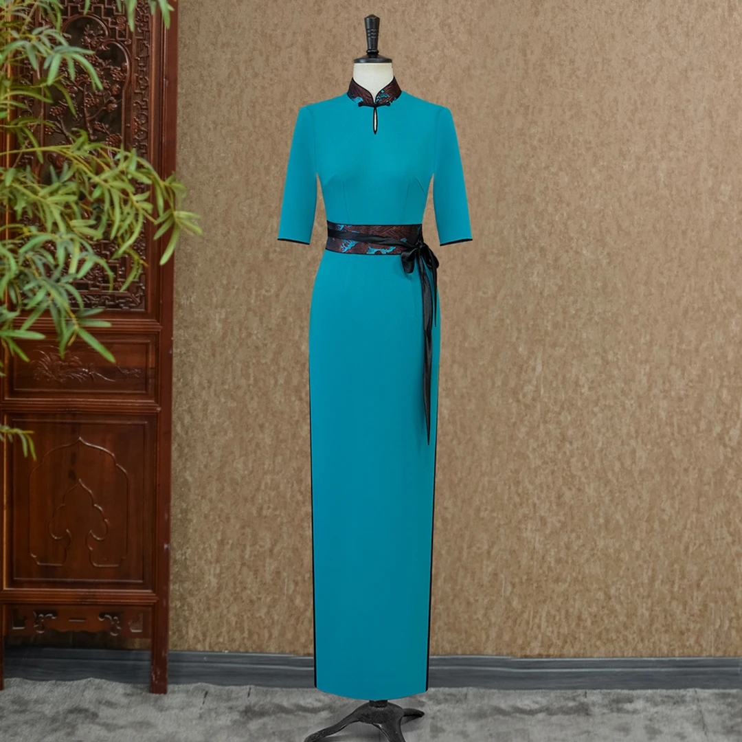 【杜周老师专款】淡墨青衫旗袍日常套装气质中式修身版